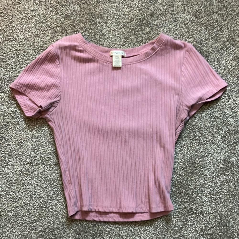 Pink softie preppy tight crop too comfortable shirt